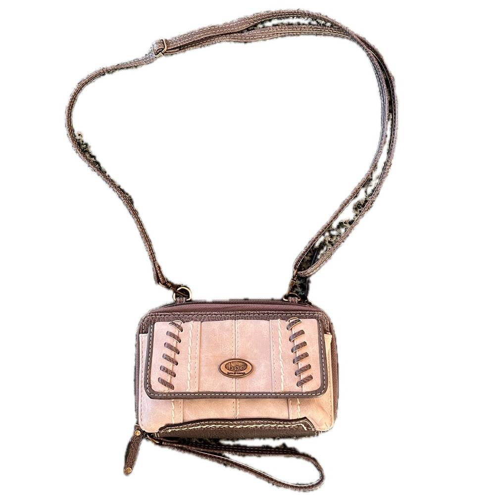 b.o.c. Born Concept Crossbody Wallet Wristlet Gray Whipstitch Bag